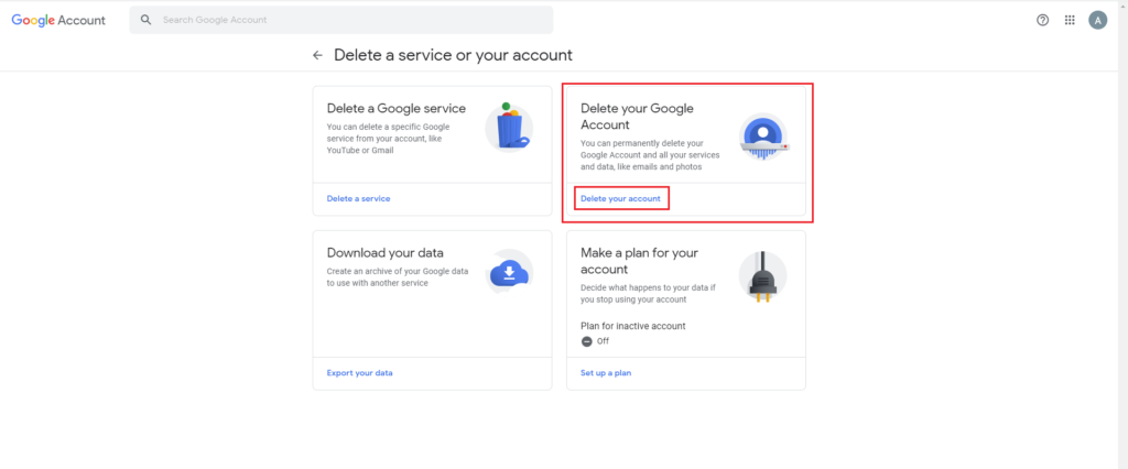 Delete Gmail account