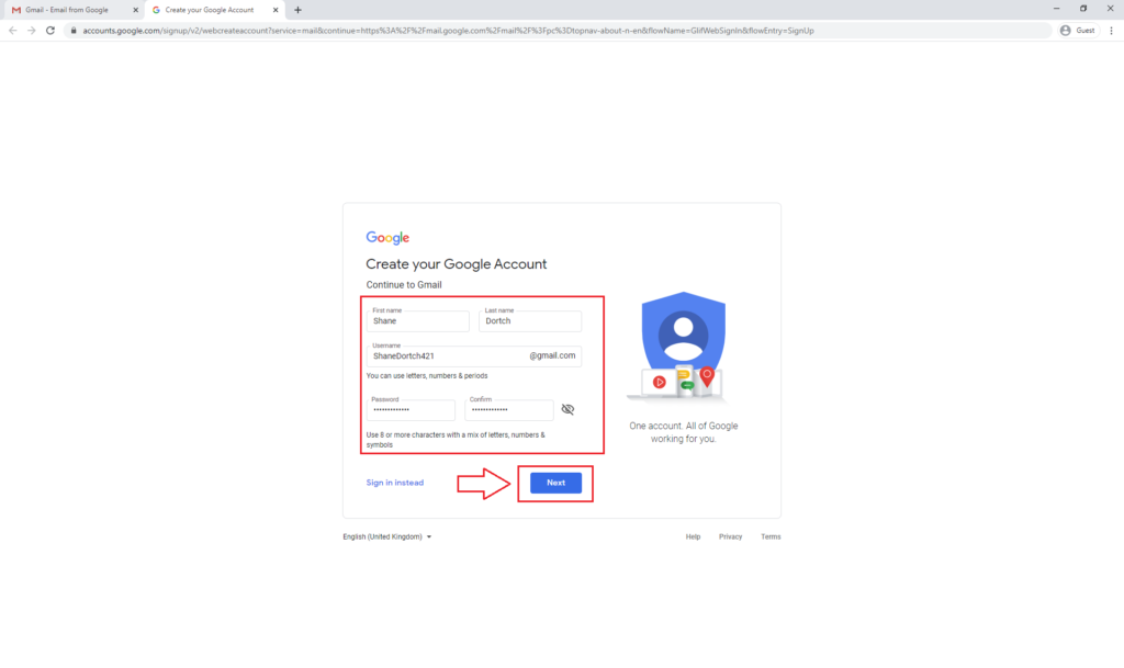 Create a Gmail account