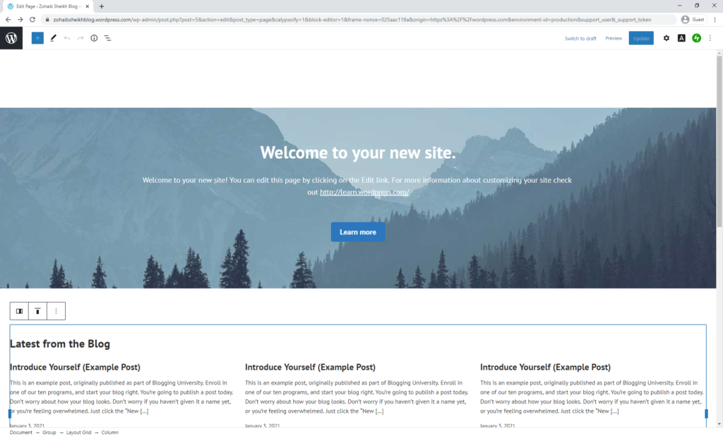 Free WordPress Blog Homepage