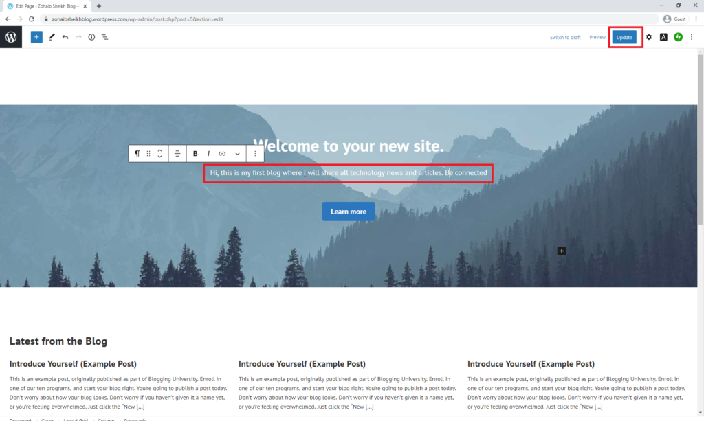 Homepage Edit